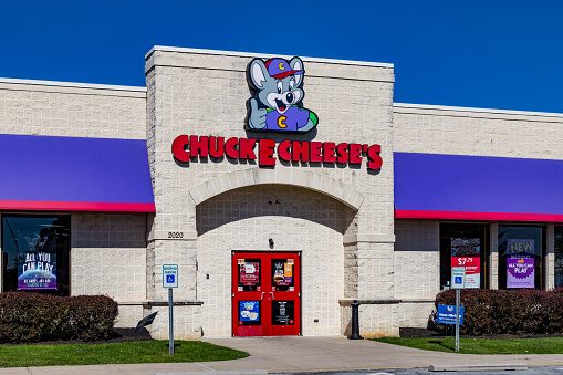 Lancaster, PA, USA - October 18, 2018:  Chuck E. Cheese's is a chain of American family entertainment centers and restaurants with over 600 locations.