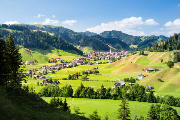 unesco biosphäre entlebuch, escholzmatt, marbach, beichle, kanton luzern, schweiz, europa - emme valley - fotografias e filmes do acervo