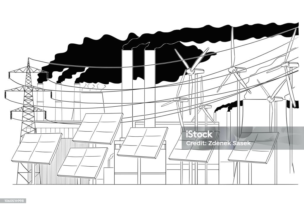 Cartoon Of Electrical Grid Or Network Infrastructure Elements Stock ...