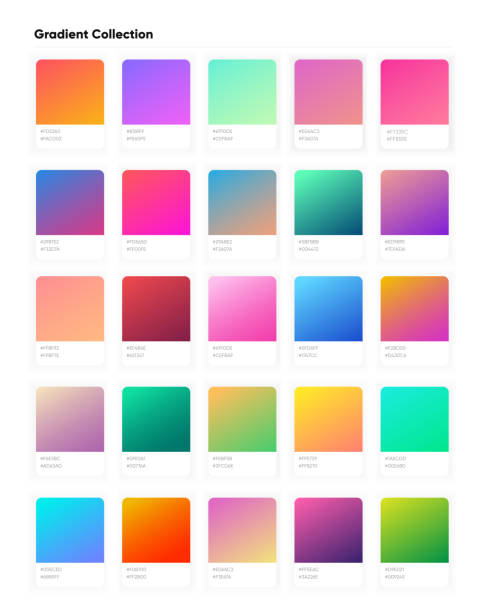 ilustrações, clipart, desenhos animados e ícones de coleção de gradiente de cor bonita. modelo de gradientes para seu projeto. na moda modernas gradientes suaves para mobile e web design - app background