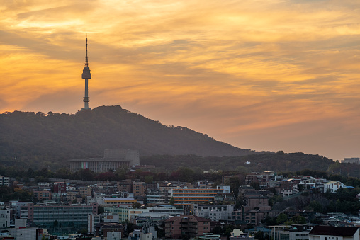 night view of seoul and seoul tower in south korea