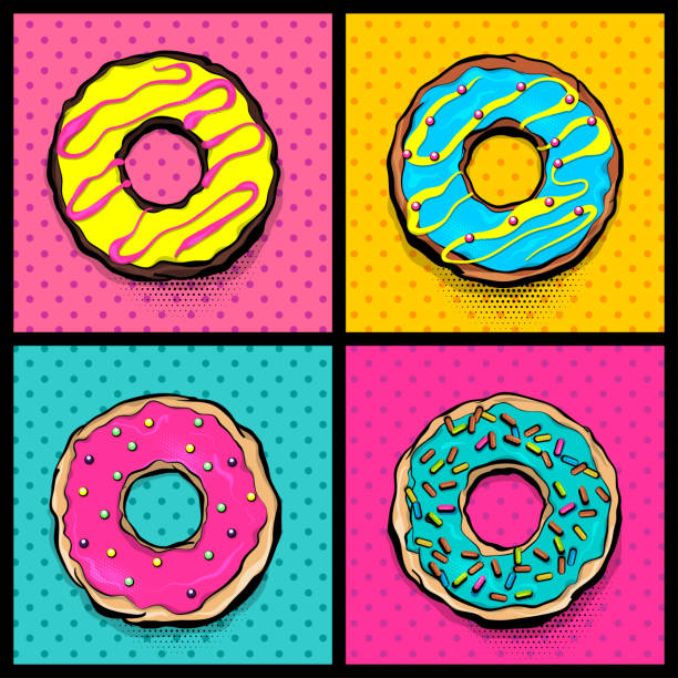 ilustrações de stock, clip art, desenhos animados e ícones de doughnut donut cartoon pop art - crumpet
