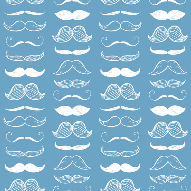 illustrations, cliparts, dessins animés et icônes de heureuse fête des pères mode modèle sans couture. fond de vecteur de moustache. - mustache