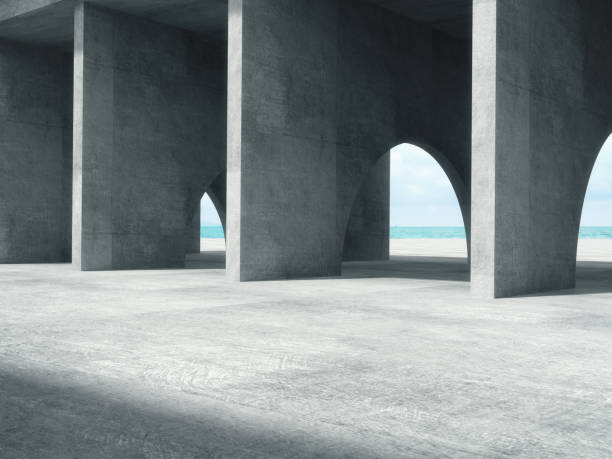 istock Concrete corridor,Abstract structure,Product showcase background with The sea background. 1060534482
