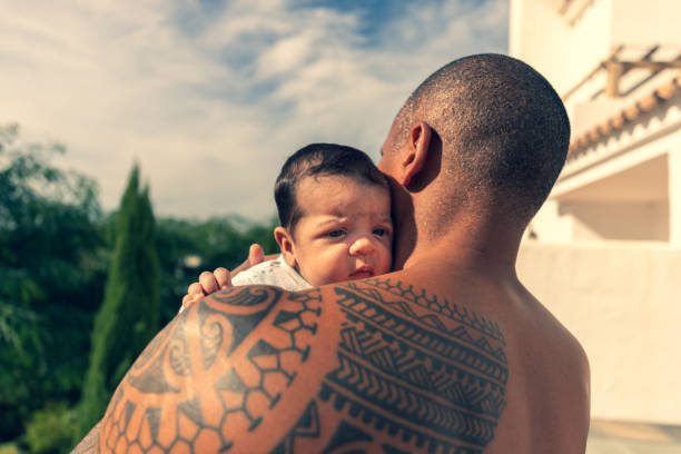 Baby With Dad Stock Photo - Download Image Now - Daughter, Father, Tattoo -  iStock