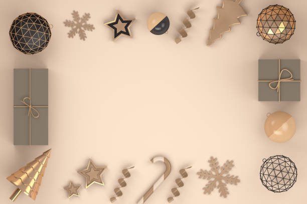 istock Minimal Christmas Concept, 3d rendering ornaments 1060539502