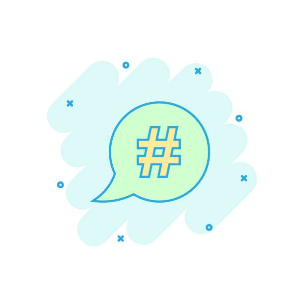 istock Vector cartoon hashtag icon in comic style. Social media marketing concept illustration pictogram. Hashtag network business splash effect concept. 1060539608