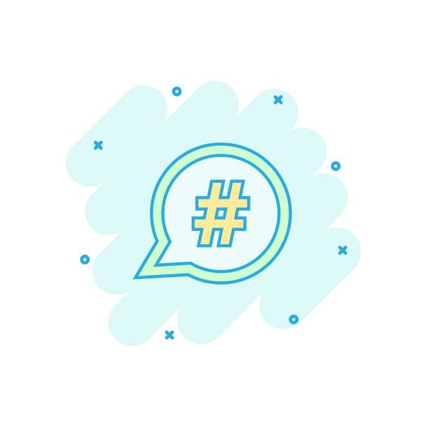 istock Vector cartoon hashtag icon in comic style. Social media marketing concept illustration pictogram. Hashtag network business splash effect concept. 1060539628