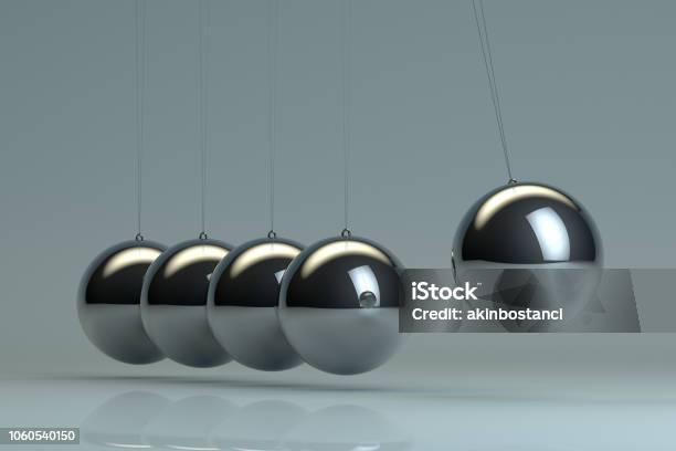 Newtons Cradle Balancing Balls Stock Photo - Download Image Now - Pendulum, Impact, Perpetual Motion