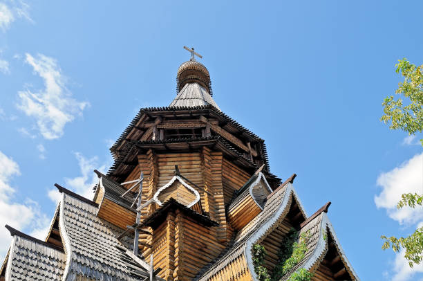 istock Russian old Orthodox wooden church. 1060548042