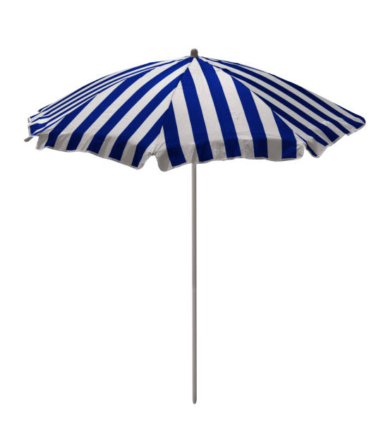 istock Beach umbrella - Blue-white striped 1060548244