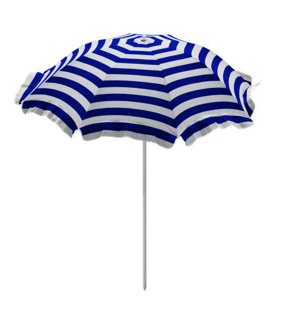 istock Beach umbrella - Blue-white striped 1060548260