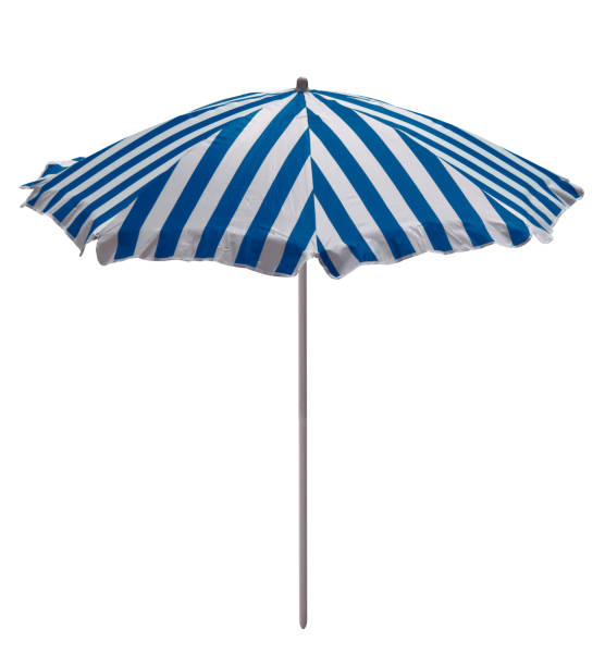 istock Beach umbrella - Light blue-white striped 1060548274