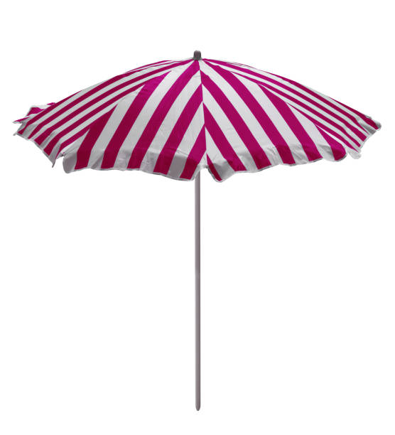 istock Beach umbrella - Pink-white striped 1060548296