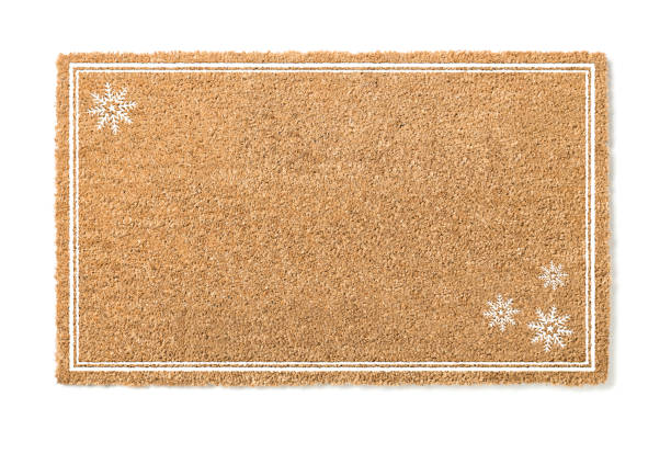 istock Blank Holiday Welcome Mat With Snow Flakes Isolated on White  Background 1060557388