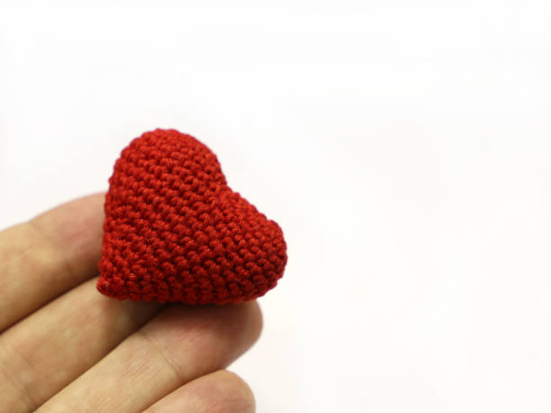 istock Hand with red knitted heart isolated on white background 1060562768