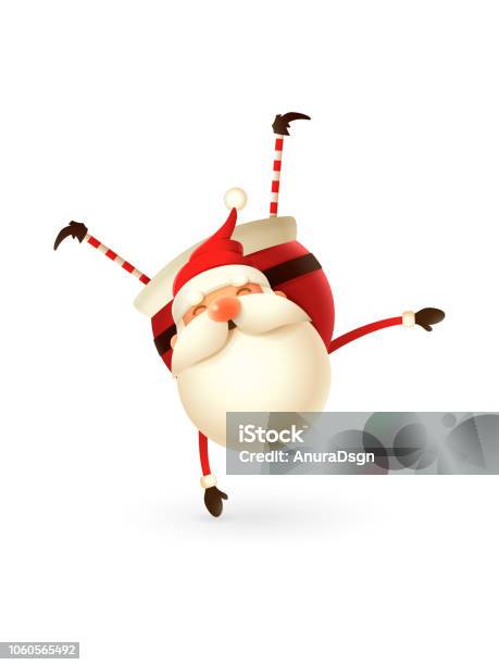 Acrobat Gymnast Cute Santa Claus Vector Illustration Isolated On White Background Stock Illustration - Download Image Now