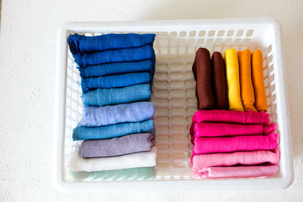 istock Keeping clothes or textile in a wardrobe 1060566598