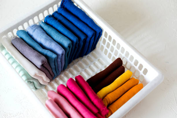 istock Keeping clothes or textile in a wardrobe 1060566648