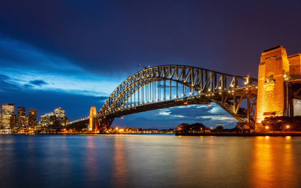 istock Sydney Skyline with Harbour Bridge at Night Australia 1060567848