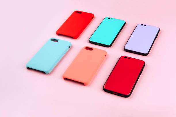 istock Set of colored plastic covers for smartphone isolated on a white background 1060573016
