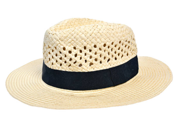 istock Panama hat, traditional summer hat with black hatband 1060575984