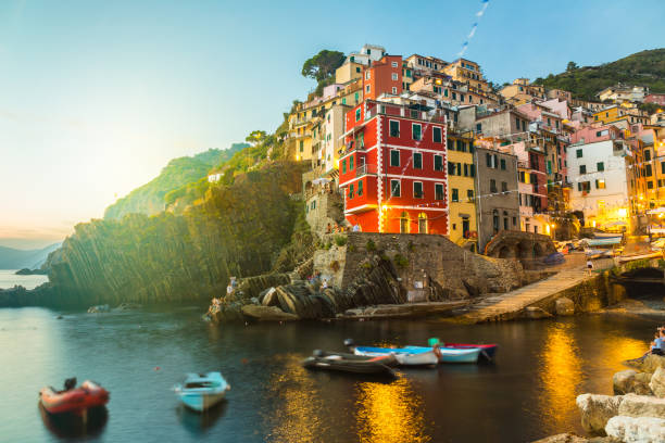 istock Village in a small valley at sunset, Riomaggiore 1060580816