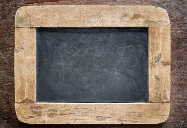 istock Blackboard with wooden frame, blackboard on old wood background 1060583904
