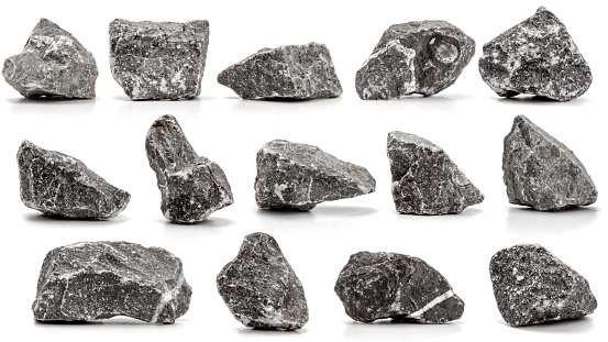 collection of stones isolated on white background.close up