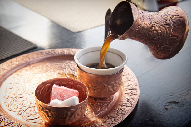 istock Traditional Bosnian coffee with rahat lokum dessert 1060586396