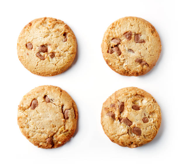 istock Fresh chocolate chip cookies isolated on white, from above 1060591852