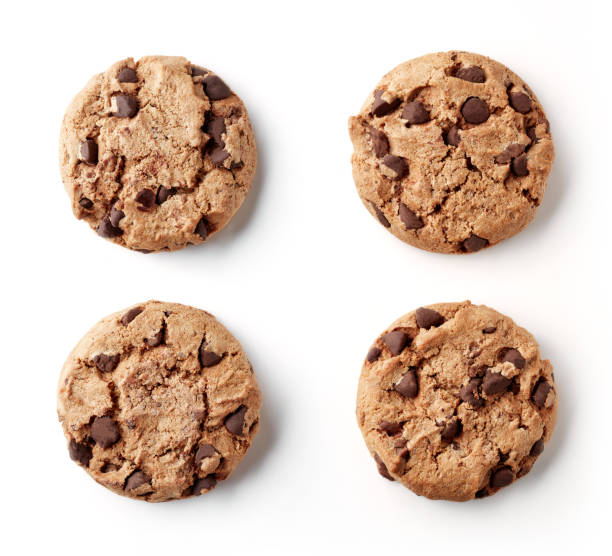 istock Fresh chocolate chip cookies isolated on white, from above 1060591980