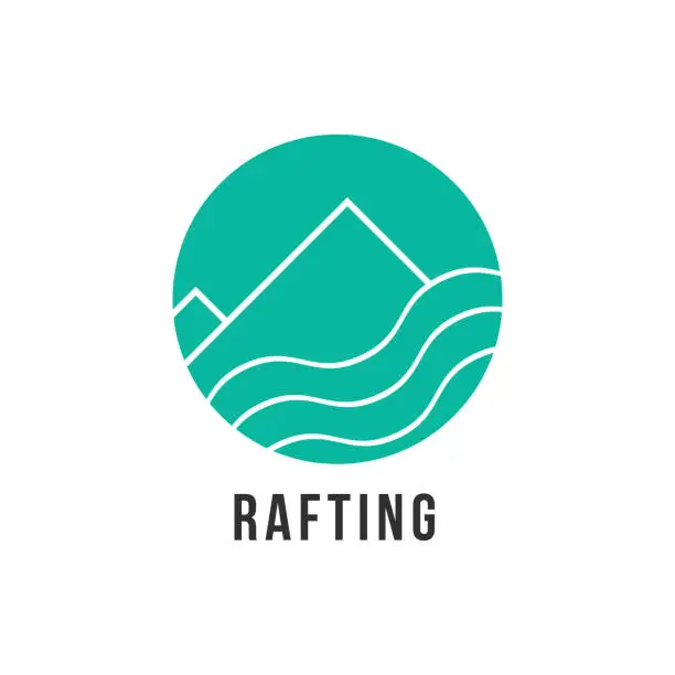 Vector illustration of simple green rafting icon