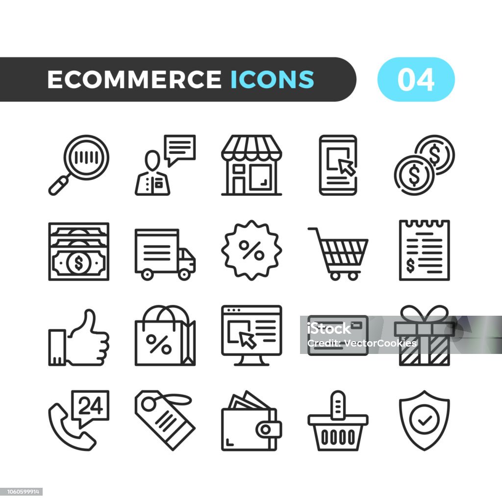 Ecommerce line icons. Outline symbols collection. Modern stroke, linear elements. Premium quality. Pixel perfect. Vector thin line icons set Icon Symbol stock vector