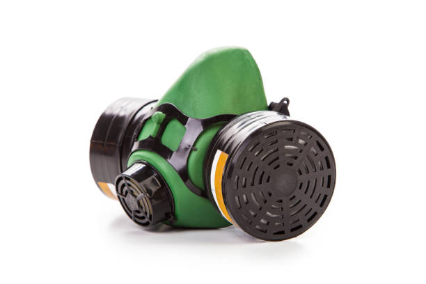 istock Side view of green gas mask. 1060599920