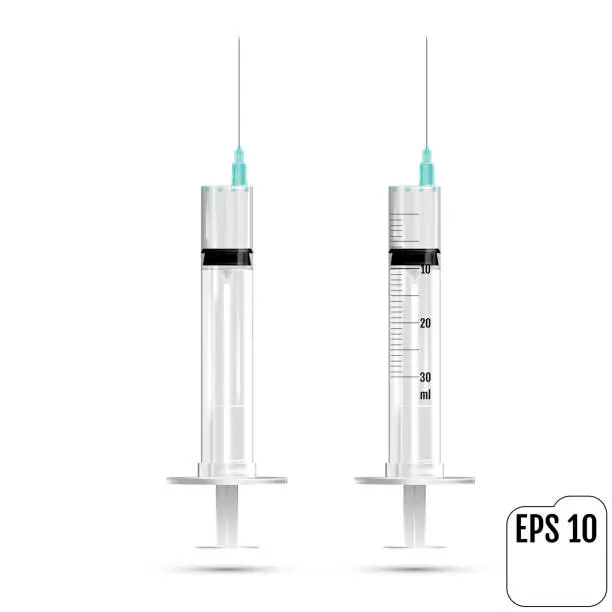 Vector illustration of Realistic syringe on white background. Vector illustration