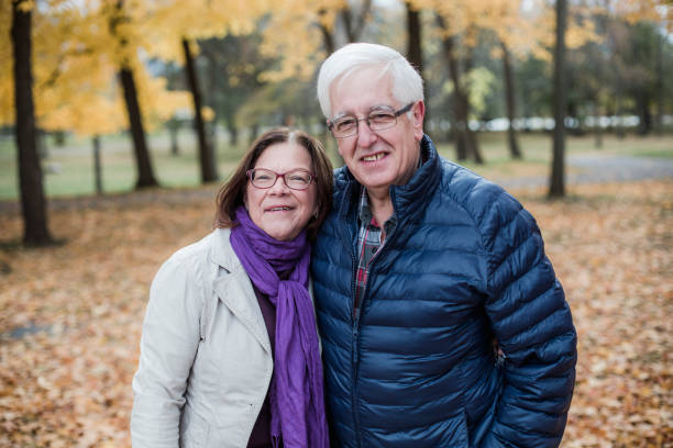 istock Portrait a a senior couple during fall season 1060610686