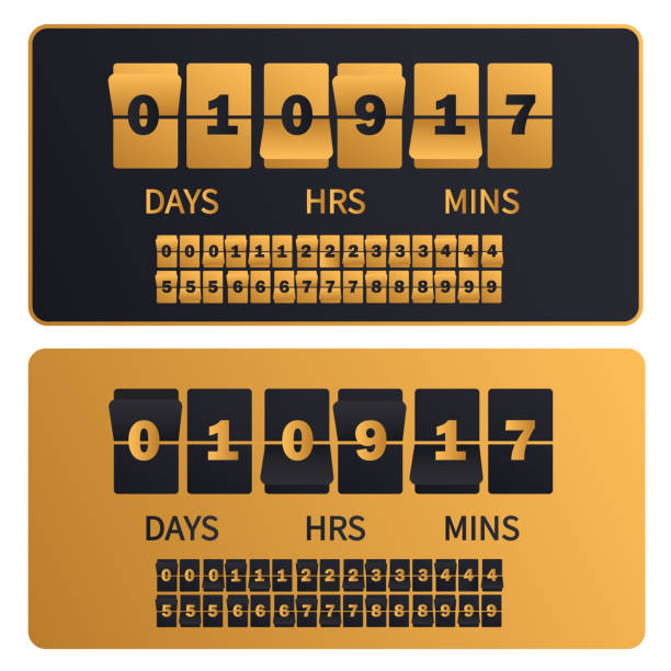 Luxury golden countdown clock digits board New year, Christmas or shopping sale timer. Rich gold number counter template banner, all digits with flips included. Luxury golden countdown clock digits board New year, Christmas or shopping sale timer. Rich gold number counter template banner, all digits with flips included flip calendar stock illustrations