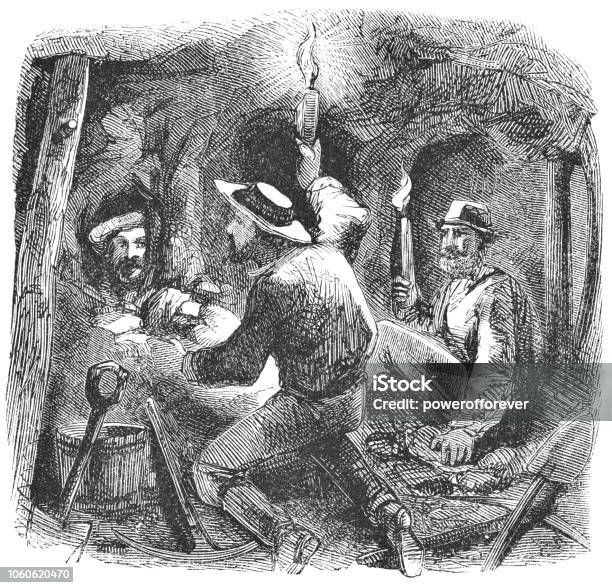 Gold Mining In California Usa Stock Illustration - Download Image Now - California Gold Rush, Archival, Gold Mine