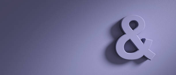 istock Ampersand on blue purple wall background, banner, copy space. 3d illustration 1060622872