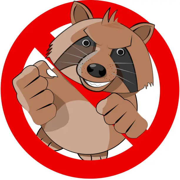 Vector illustration of No Raccoons sign