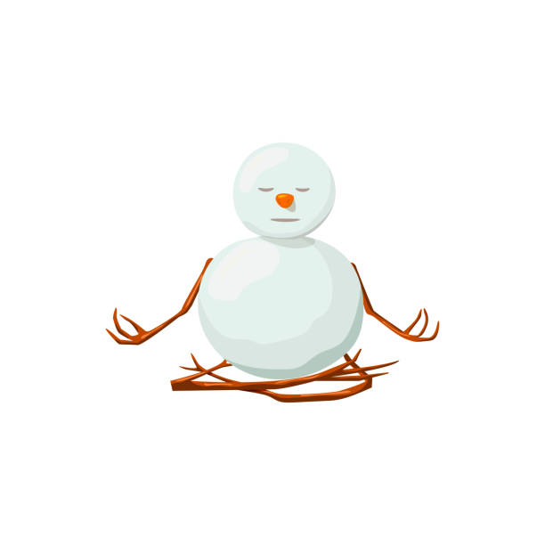 Snowman. Precious frosty, gracious , enlightened, friendly, squint, , yoga Snowman. Precious frosty, gracious , enlightened, friendly, squint, , yoga Smiling Vector illustration For print web greeting card wallpaper stargazer fish stock illustrations