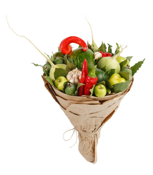 istock Original bouquet of vegetables on a white background 1060636398