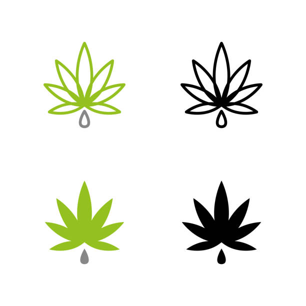 cannabis 21 a set of cannabis icons weed leaf stock illustrations