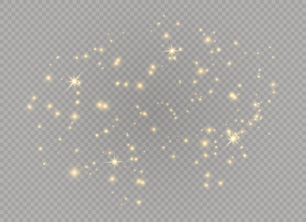 Dust white light Dust white. White sparks and golden stars shine with special light. Vector sparkles on a transparent background. Christmas abstract pattern. Sparkling magical dust particles. string light stock illustrations