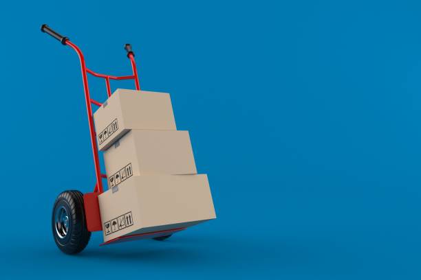 Hand truck with packages stock photo