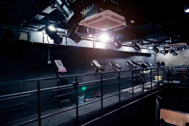 istock Modern stage lightning equipment and illumination projectors 1060646358