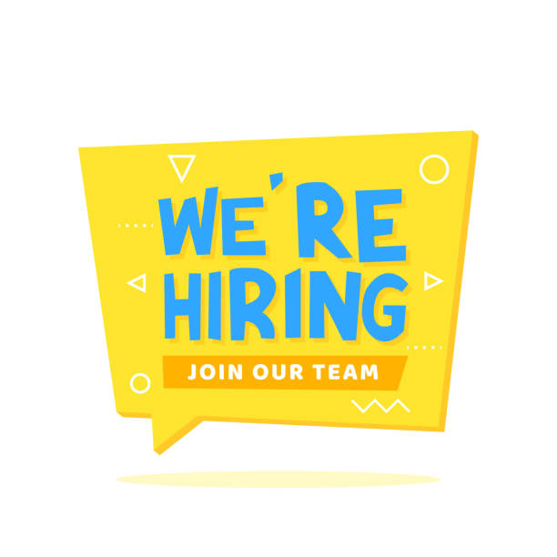istock We are hiring lettering on origami speech bubble with yellow background. Announcements, leaflets, posters, banners vector illustration. 1060646768