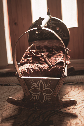 Traditional albanian cradle in the sunlight