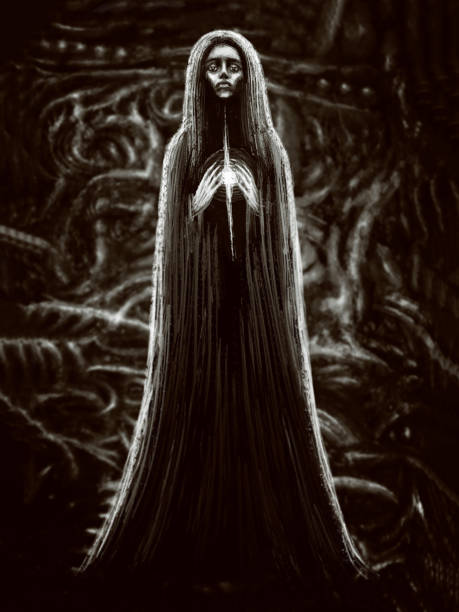 istock Girl of darkness in long dress. 1060664992